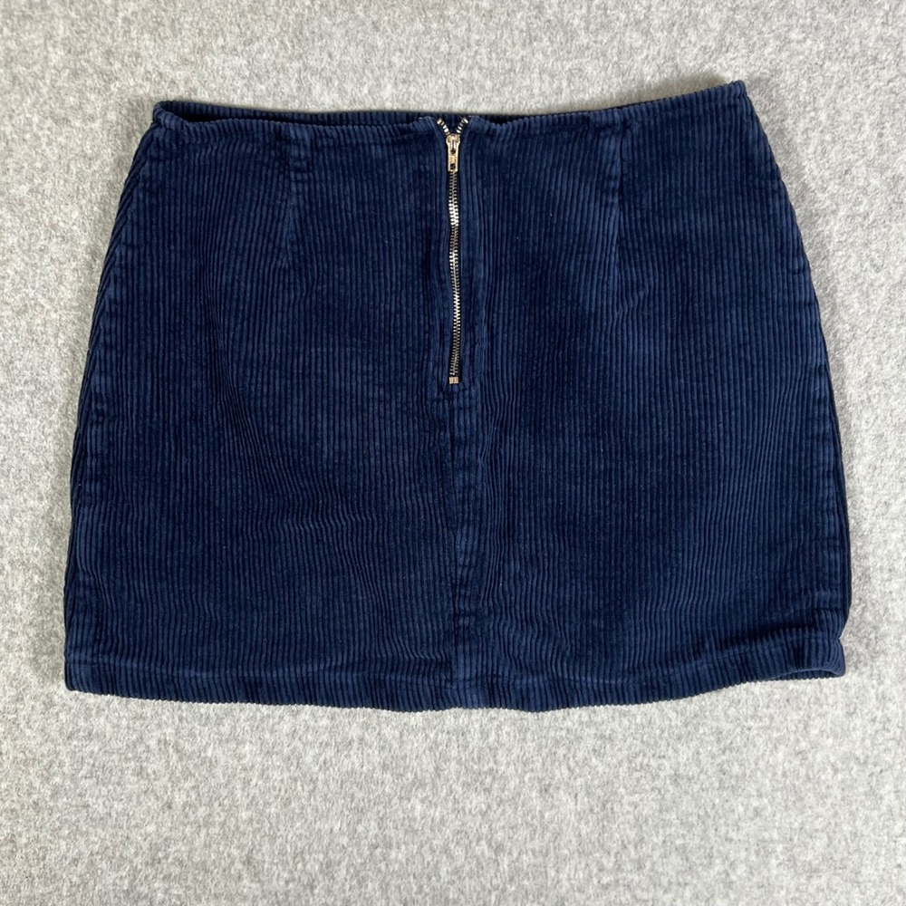 Kendall & Kylie Small Corduroy Mini Skirt Navy Blue Cotton Dark Academia Preppy - Picture 3 of 6